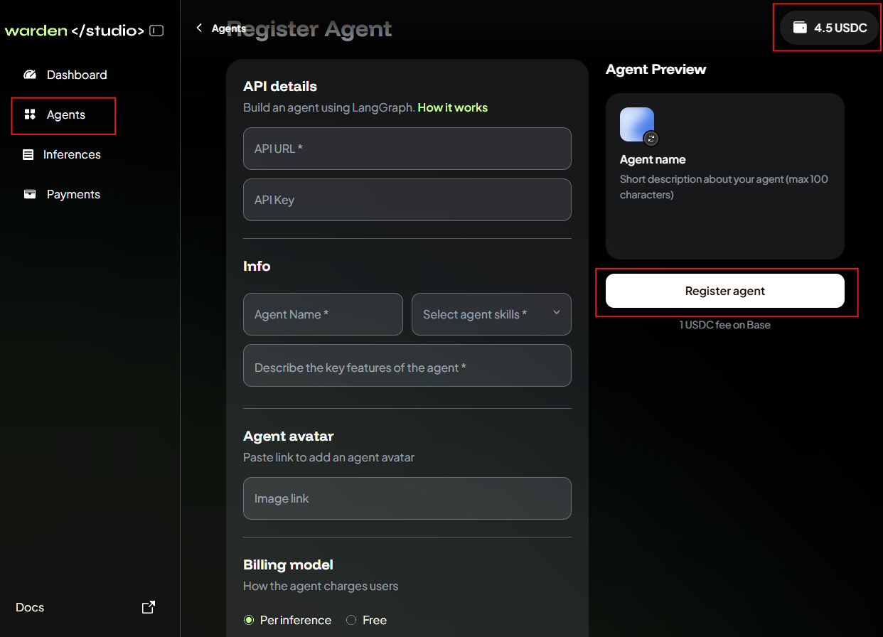 Register an Agent in Warden Studio